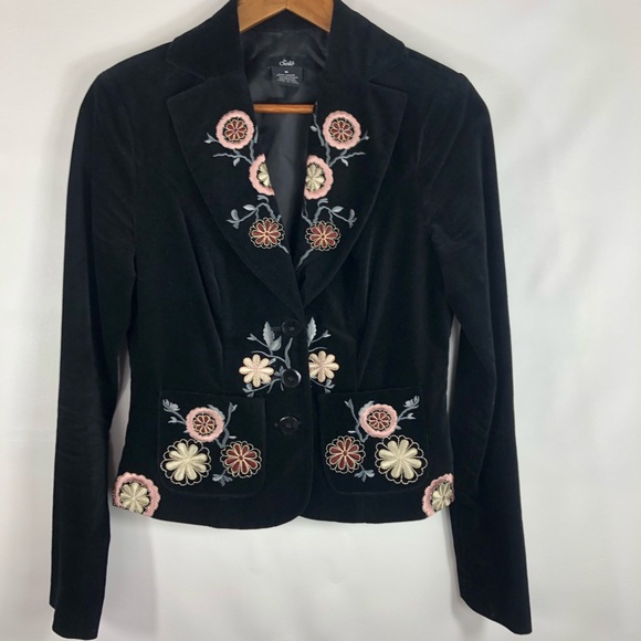 Sele Jackets & Blazers - Sele Black Velvet Embroidered Jacket